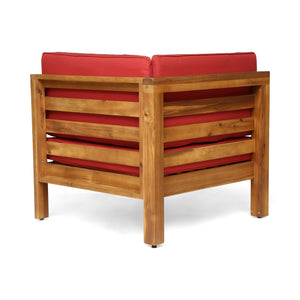 English Elm Oana Outdoor Corner Chair Solid Acacia Hardwood Slat Design with Weather Resistant Cushion 64495.00RED