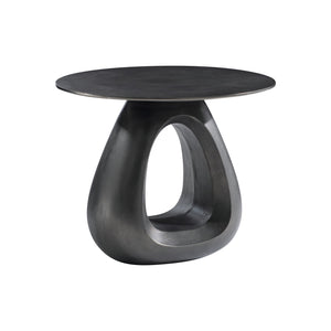 Bernhardt Bernhardt Sculptural Ursa Side Table — Black Nickel Cast Aluminum Teardrop Base, Durable 22"X18" 328405