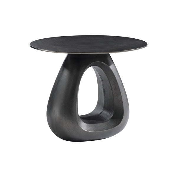 Bernhardt Bernhardt Sculptural Ursa Side Table — Black Nickel Cast Aluminum Teardrop Base, Durable 22"X18" 328405