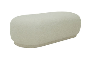 VIG Furniture Kael Sherpa Ottoman Bench, Cream 56" X 25" X 17" — Cozy Textured Seating, Durable 330 Lb Capacity VGODZW-20100-WHT-OTT