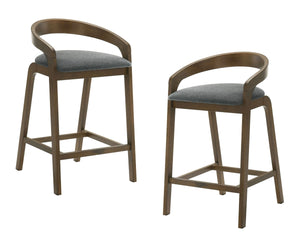 VIG Furniture Modrest Vougler - Modern Grey Fabric + Walnut Counter Chair (Set of 2) VGMA-MI1204-GRYWAL