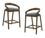 Modrest Vougler - Modern Grey Fabric + Walnut Counter Chair (Set of 2)