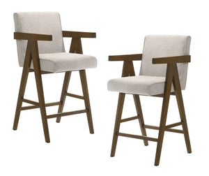 VIG Furniture Modrest Joseline - Modern Beige Fabric + Walnut Counter Chair (Set of 2) VGMA-MI-1233-BC-BGE