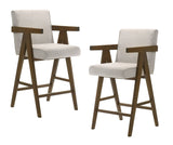 Modrest Joseline - Modern Beige Fabric + Walnut Counter Chair (Set of 2)