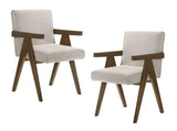 Modrest Joseline - Chic Beige Upholstered Dining Chair Set of 2 with Walnut Finish for Elegance