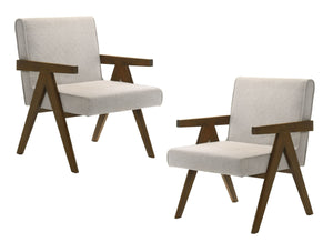 VIG Furniture Modrest Joseline - Modern Beige Fabric + Walnut Accent Chair (Set of 2) VGMA-MI-1283-BGE