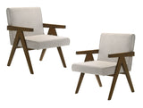 VIG Furniture Modrest Joseline - Modern Beige Fabric + Walnut Accent Chair (Set of 2) VGMA-MI-1283-BGE