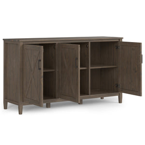English Elm Ela Wide Storage Cabinet in Smoky Brown – Handcrafted Solid Wood, 3 Shaker Doors, Adjustable Shelves, 60" B136P158608