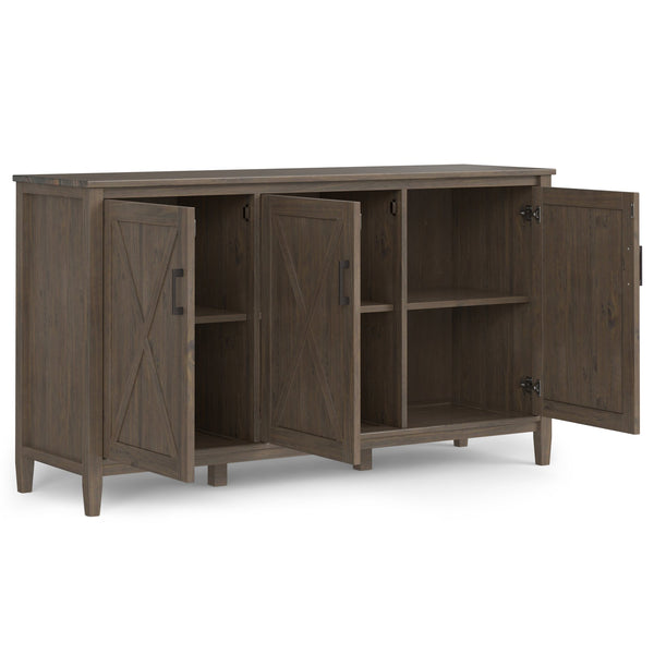 English Elm Ela Wide Storage Cabinet in Smoky Brown – Handcrafted Solid Wood, 3 Shaker Doors, Adjustable Shelves, 60" B136P158608