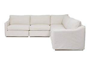 A.R.T. Furniture Alias Modular Sectional Sofa - Luxurious Slipcovered Design In Vanilla & Light Oak Finish For Chic Living White Slipcover In A Polyester,Linen Blend Fabric,In A Vanilla Coloration 761513-5302s5