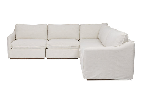 A.R.T. Furniture Alias Modular Sectional Sofa - Luxurious Slipcovered Design In Vanilla & Light Oak Finish For Chic Living White Slipcover In A Polyester,Linen Blend Fabric,In A Vanilla Coloration 761513-5302s5