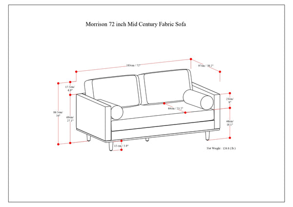 English Elm Morrison 72" Sofa - Eco-Friendly Mist Grey Loveseat With Plush Cushions For Cozy Living Spaces B136P159963