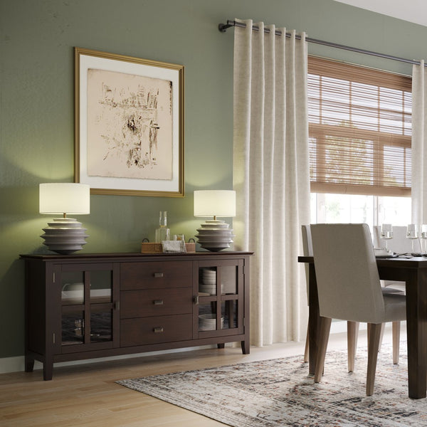 English Elm Artisan Large Sideboard Buffet - Elegant Dark Chestnut Brown, Functional Storage, Timeless Design B136P158417