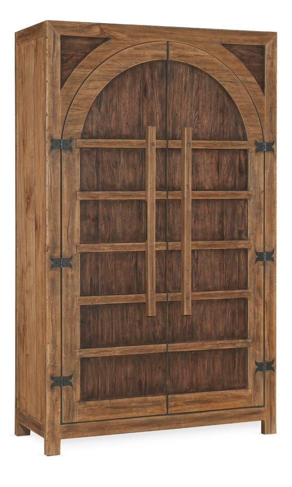 Hooker Furniture Big Sky Wardrobe Rustic Pecky Hickory Arched Top Closet With Removable Rod, Adjustable Shelves & Drawers 6700-90013-80