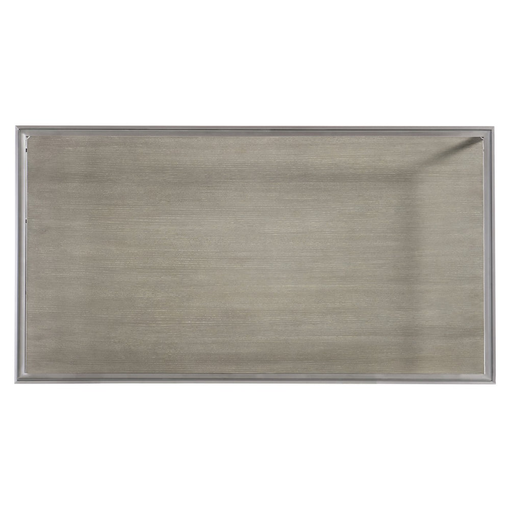 Bernhardt Bernhardt Cornelia Nebbia Glass Cocktail Table With Brushed Stainless Frame And Slim Tapered Legs 331021