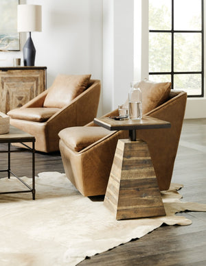 Hooker Furniture St. Armand Pyramid Drink Table With Solid Acacia Base, Metal-Trim Top, Rustic Natural Finish Accent 5601-50003-LTWD