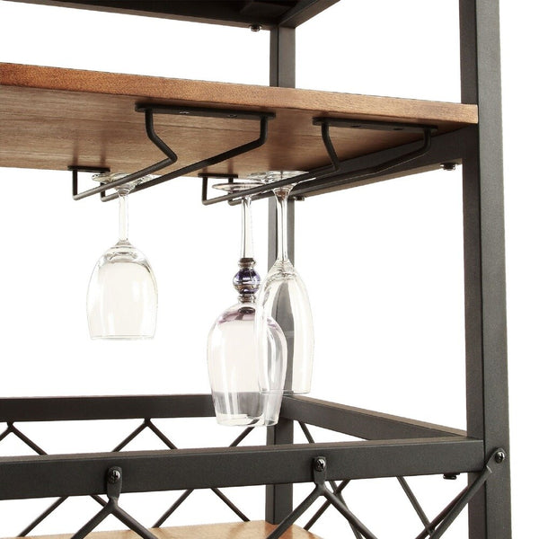 Homelegance By Top-Line Rafferty Rustic Serving Cart Oak Wood