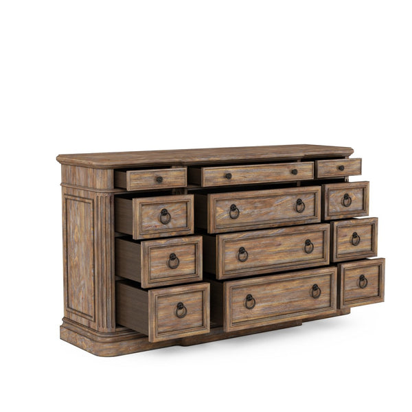 A.R.T. Furniture Architrave Dresser: New Traditional Style With 12 Drawers, Cedar Lining & Elegant Almond Finish Brown Material, Pine Solids And Veneer,Metal 277131-2608