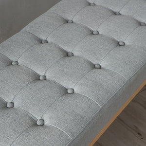English Elm Ottoman Tufted Upholstered Bench with Birch Frame Mid-century Style for Bedroom Entry 60407.00LGY