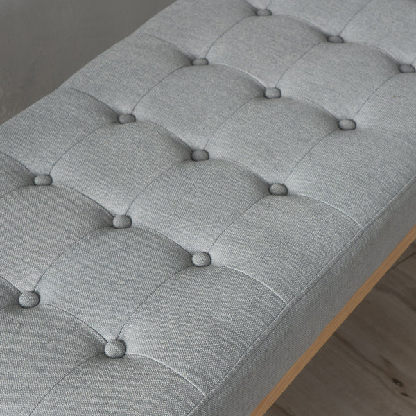 English Elm Ottoman Tufted Upholstered Bench with Birch Frame Mid-century Style for Bedroom Entry 60407.00LGY