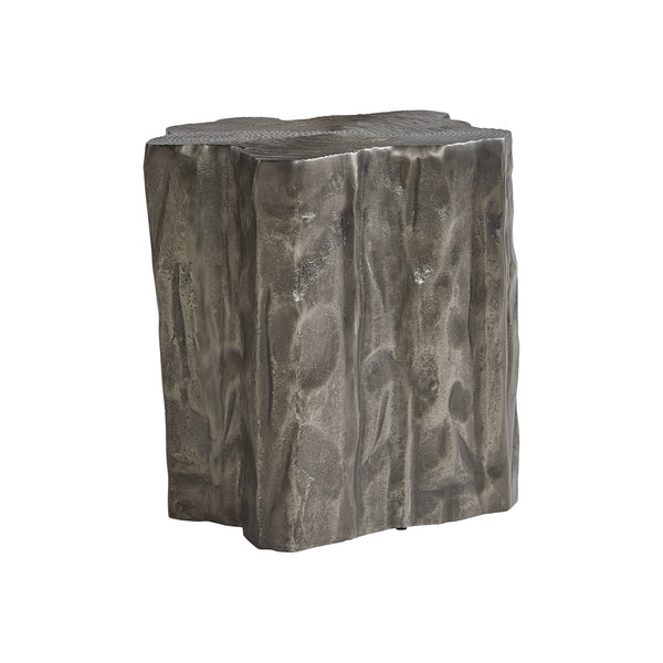 Bernhardt Bernhardt Elba Graphite Faux Bois Outdoor Accent Table — Cast Aluminum, Sculptural All-Weather Side Table X04179