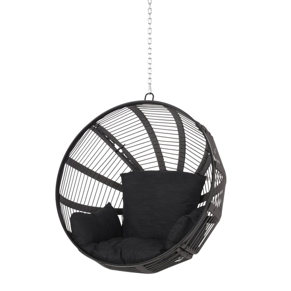 English Elm Christopher Knight Home® - WASHINGTON Therese Rope Weave Hanging Chair with 8ft Chain, Water-Resistant Cushions, Indoor/Outdoor Comfort 71223.00GBLK