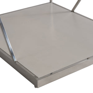 Bernhardt Bernhardt Maymont Side Table With Polished Stainless Steel, Tempered Glass Top & Figured Sycamore Shelf 313111