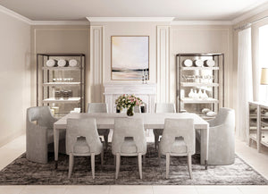 A.R.T. Furniture Mezzanine Etagere With 3 Floating Shelves, Drawer & Led Lighting - Dove Gray Finish For Elegant Storage Light Gray Parawood And Poplar Solids,Maple Veneer,Mirror,Steel 325401-2249