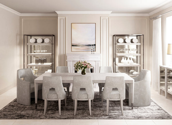 A.R.T. Furniture Mezzanine Etagere With 3 Floating Shelves, Drawer & Led Lighting - Dove Gray Finish For Elegant Storage Light Gray Parawood And Poplar Solids,Maple Veneer,Mirror,Steel 325401-2249