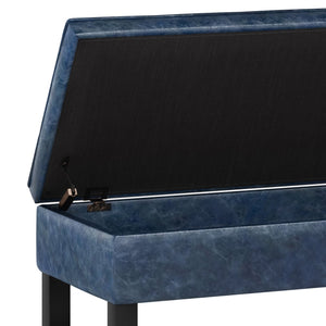 English Elm Cosmopolitan Storage Ottoman Bench - Stylish Denim Blue, Tufted Design With Hidden Storage Space B136P158561