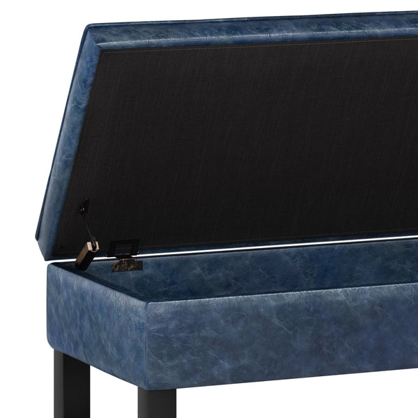 English Elm Cosmopolitan Storage Ottoman Bench - Stylish Denim Blue, Tufted Design With Hidden Storage Space B136P158561