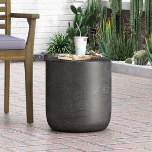 English Elm Outdoor Seamless Concrete Barrel Side Table for Patio Lounge and Indoor Accent Use 73448.00