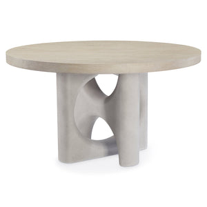 Bernhardt Bernhardt Antibes Round Dining Table With Rustic Roz Oak Top & Pumice Concrete Sculptural Base, Durable Design K2047