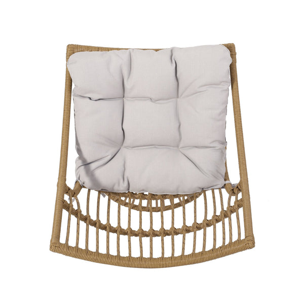 English Elm Christopher Knight Home® - ELAINE Wicker High-Back Chair Light Brown — Boho PE Rattan Papasan with Iron Frame, Weather-Resistant Cushion 71842.00LBGE