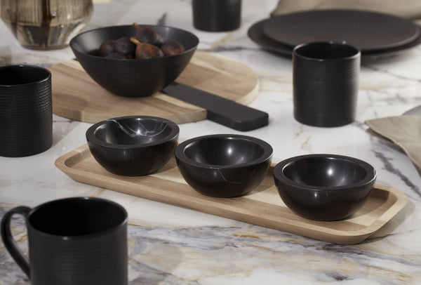 Lenox LX Collective Tray with 3 Dip Bowls Black, WHITE MARBLE,STONE 895306