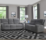 Parker House Polaris - Bizmark Grey Power Reclining Sofa And Loveseat Grey 100% Polyester (W) Mpol-32ph-big