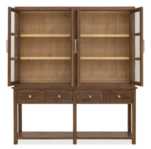 Hooker Furniture Driftwood Oak Sideboard with Seeded Glass Doors Led Lighting and Artisan Hardware 6820-75900-85