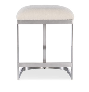 Hooker Furniture Modern Mood Counter Stool With Inverness Natural Bouclé Seat, Warm Pewter Metal Frame & Foot Rail 6850-75350-95