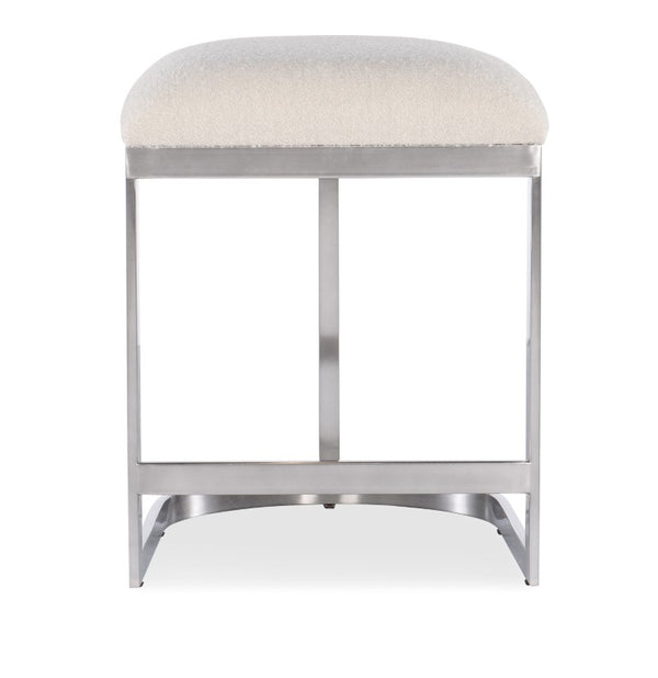 Hooker Furniture Modern Mood Counter Stool With Inverness Natural Bouclé Seat, Warm Pewter Metal Frame & Foot Rail 6850-75350-95