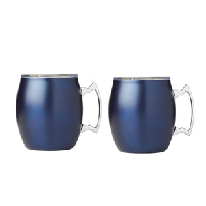 Lenox Cambridge Oversized Double-Walled Brushed Navy Mule Mugs, Set of 2 NO COLOR METAL EPCNY2CBLCB2DS