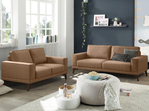 Porter Designs Jarrett Modern Upholstered Sofa And Loveseat Set For Stylish Living Room Comfort Orange Fabric 01-216-01-7760