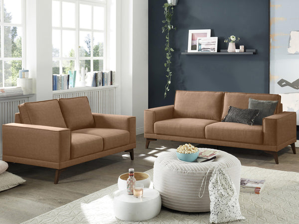Porter Designs Jarrett Modern Upholstered Sofa And Loveseat Set For Stylish Living Room Comfort Orange Fabric 01-216-01-7760