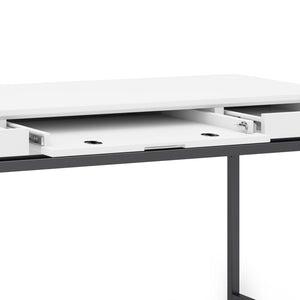 English Elm Banting Mid Century Desk - Stylish White Workspace With Storage, Modern Industrial Design & Durability B136P158460