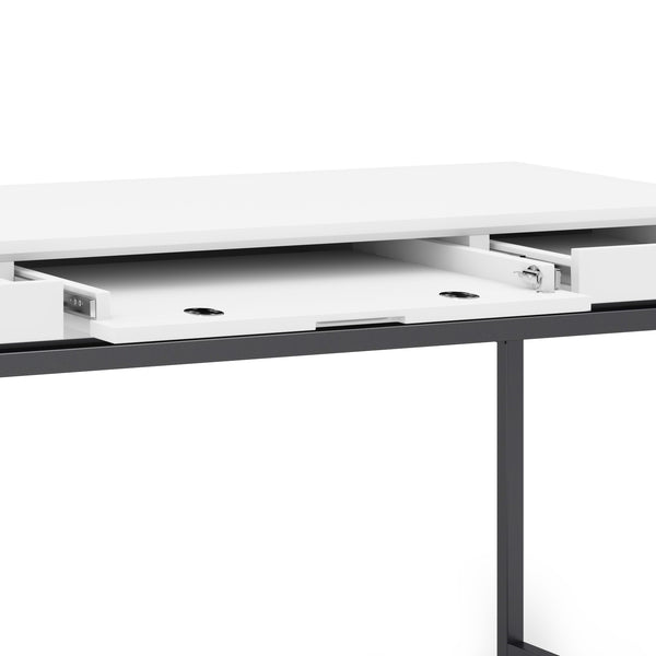 English Elm Banting Mid Century Desk - Stylish White Workspace With Storage, Modern Industrial Design & Durability B136P158460