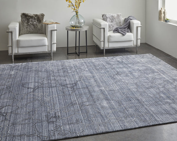 Feizy Rugs Whitton Handwoven Wool & Viscose Rug - Contemporary Abstract Design For Stylish Home Decor Gray,Blue Viscose,Wool Wtn8892fnvy000f00