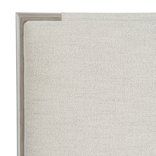 Bernhardt Bernhardt Midcentury-Modern Upholstered Queen Panel Bed With Polished Stainless Steel Frame, Luxe Texture K1822