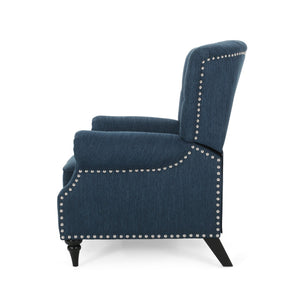 English Elm Christopher Knight Home® - Classic Classic Style Fabric Push Back Chair with Rivet Detail, Rolled Arms & Plush Cushions for Comfort and Stability Navy Blue 71909.00NBLU