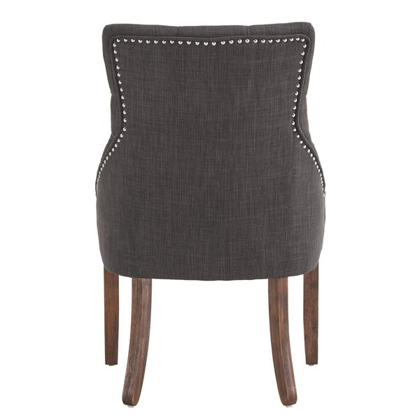 Homelegance By Top-Line Ophilia Linen Curved Back Tufted Dining Chairs (Set of 2) Brown Wood