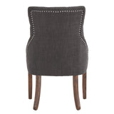 Homelegance By Top-Line Ophilia Linen Curved Back Tufted Dining Chairs (Set of 2) Brown Wood