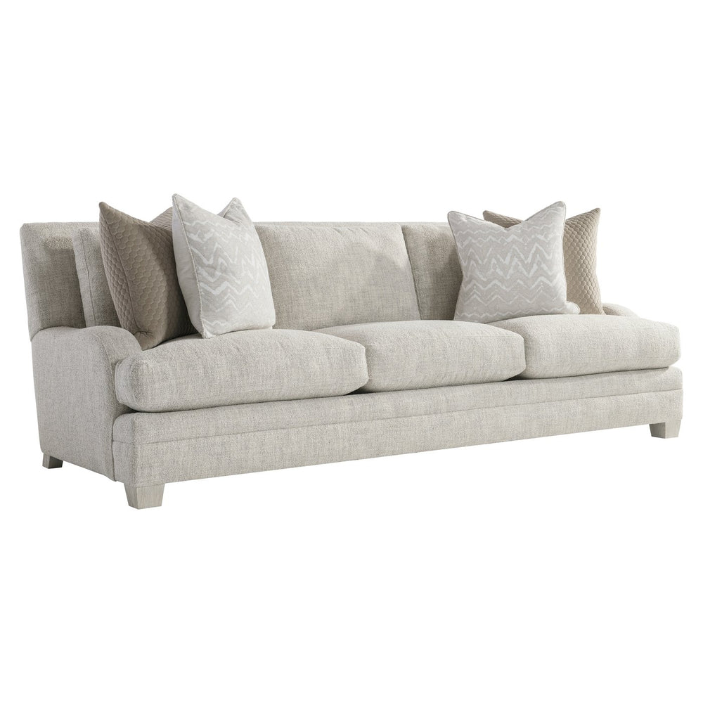 Bernhardt Bernhardt Rollins Fabric Sofa With Plush Feather-Down Cushions, Low-Profile Arms, Weathered Bone Finish (96"W) - Made to Order P7107A